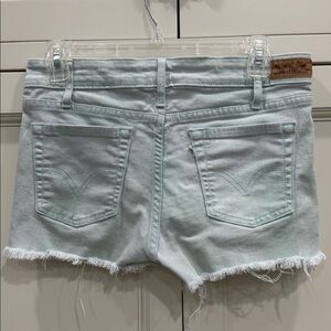 LEVI'S light Mint green wash Denim Jean shorts. white tab. cut off size 4